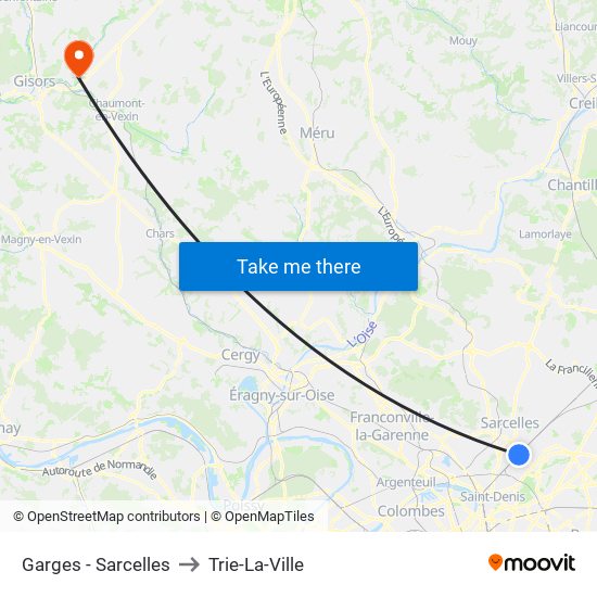 Garges - Sarcelles to Trie-La-Ville map