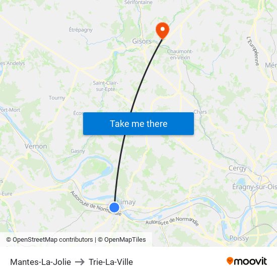 Mantes-La-Jolie to Trie-La-Ville map