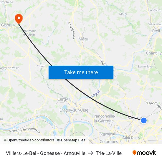 Villiers-Le-Bel - Gonesse - Arnouville to Trie-La-Ville map