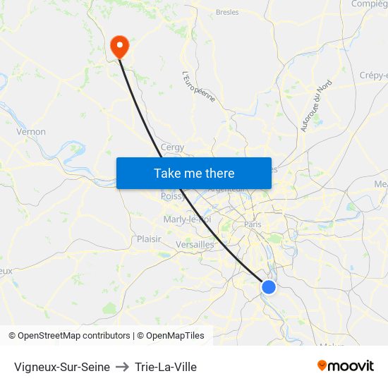 Vigneux-Sur-Seine to Trie-La-Ville map