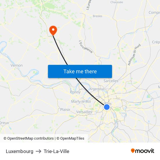 Luxembourg to Trie-La-Ville map