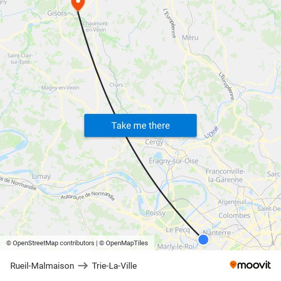 Rueil-Malmaison to Trie-La-Ville map