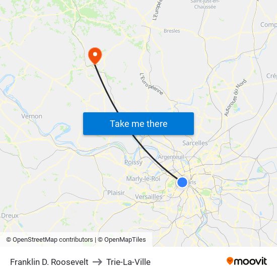 Franklin D. Roosevelt to Trie-La-Ville map