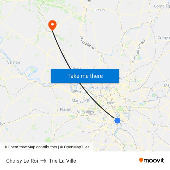 Choisy-Le-Roi to Trie-La-Ville map