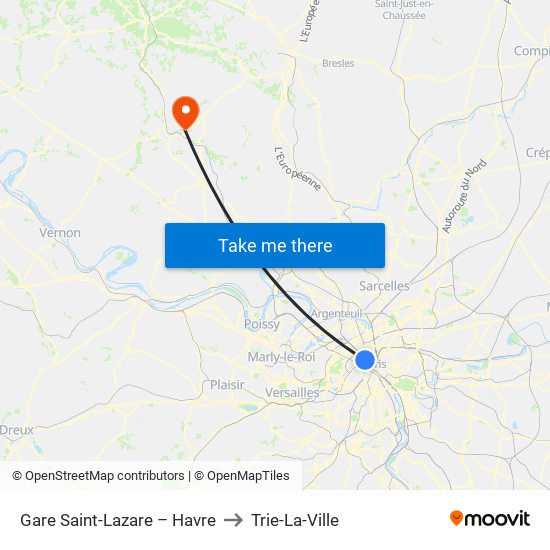 Gare Saint-Lazare – Havre to Trie-La-Ville map