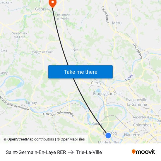 Saint-Germain-En-Laye RER to Trie-La-Ville map