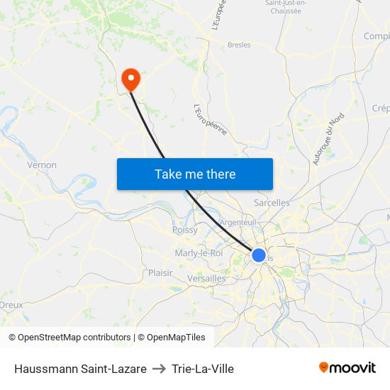 Haussmann Saint-Lazare to Trie-La-Ville map