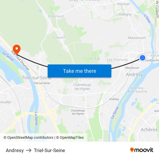 Andresy to Triel-Sur-Seine map