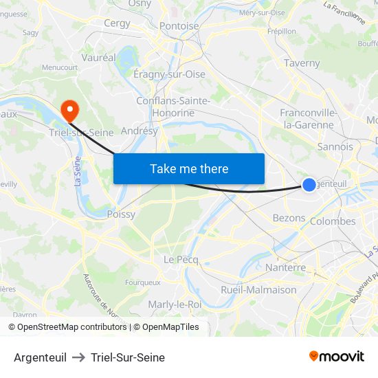 Argenteuil to Triel-Sur-Seine map