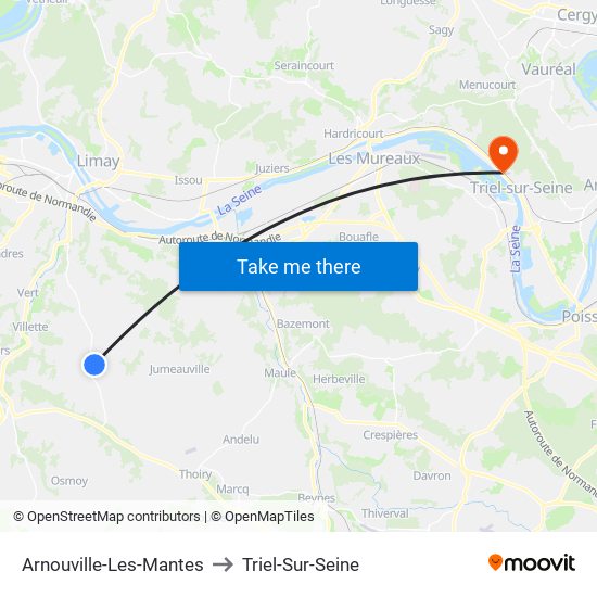 Arnouville-Les-Mantes to Triel-Sur-Seine map