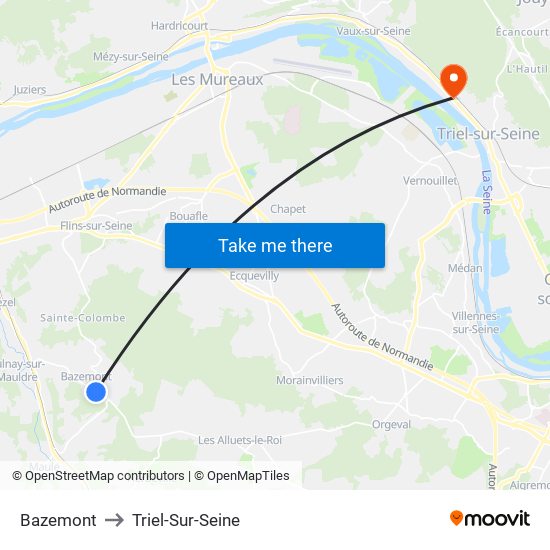 Bazemont to Triel-Sur-Seine map