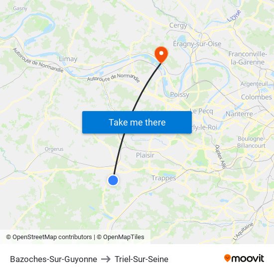 Bazoches-Sur-Guyonne to Triel-Sur-Seine map