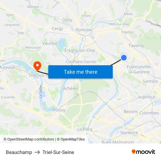 Beauchamp to Triel-Sur-Seine map