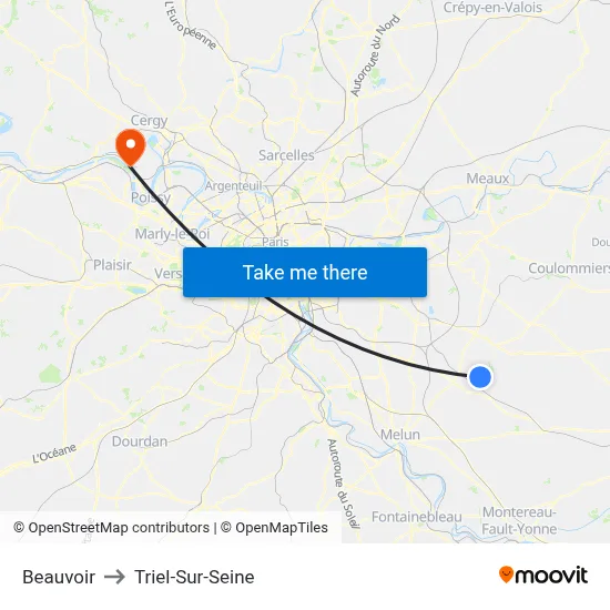 Beauvoir to Triel-Sur-Seine map