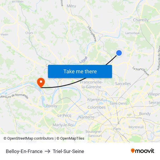 Belloy-En-France to Triel-Sur-Seine map