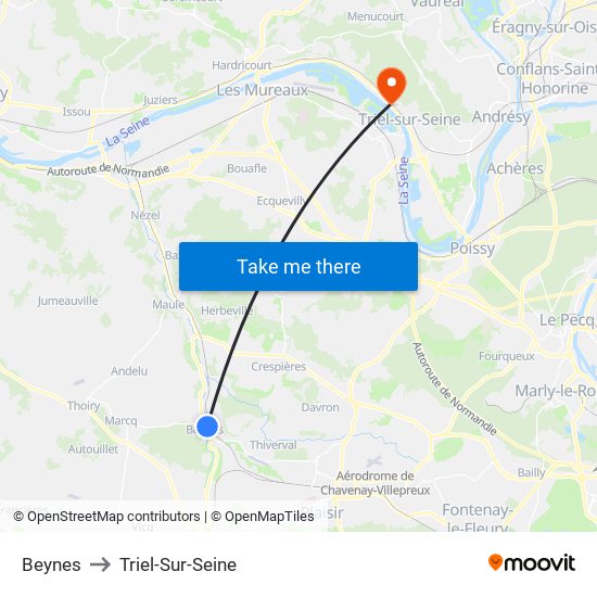 Beynes to Triel-Sur-Seine map