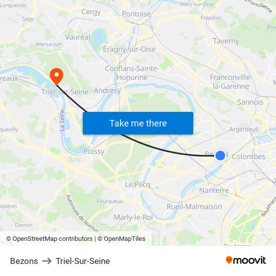 Bezons to Triel-Sur-Seine map