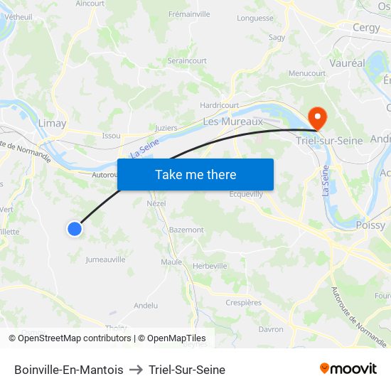 Boinville-En-Mantois to Triel-Sur-Seine map