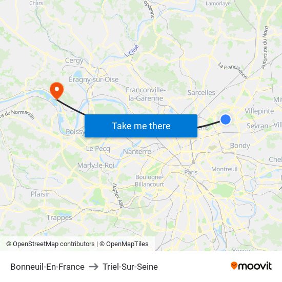 Bonneuil-En-France to Triel-Sur-Seine map
