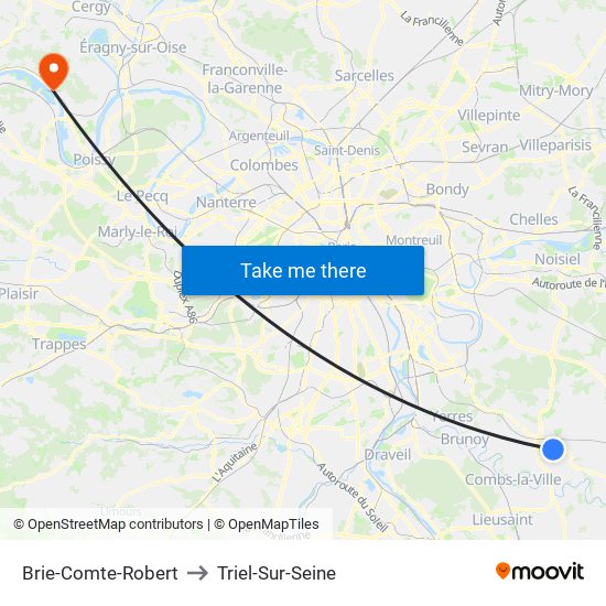 Brie-Comte-Robert to Triel-Sur-Seine map