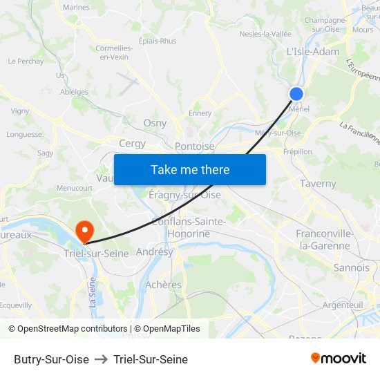 Butry-Sur-Oise to Triel-Sur-Seine map