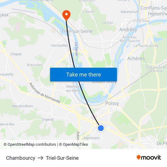 Chambourcy to Triel-Sur-Seine map