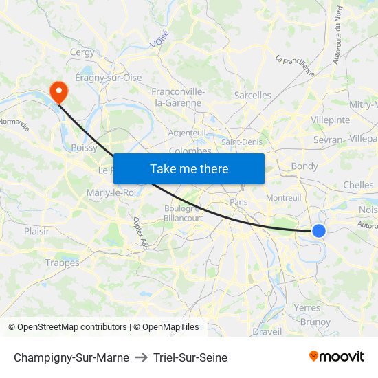 Champigny-Sur-Marne to Triel-Sur-Seine map