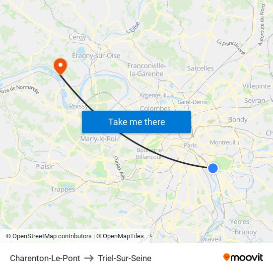 Charenton-Le-Pont to Triel-Sur-Seine map