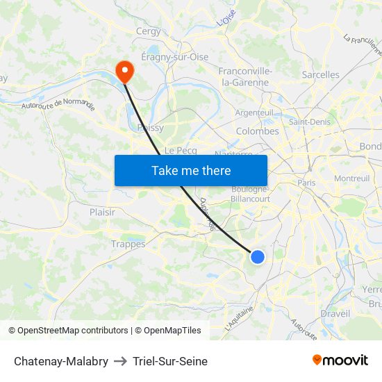 Chatenay-Malabry to Triel-Sur-Seine map