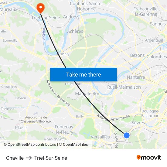 Chaville to Triel-Sur-Seine map