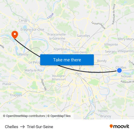 Chelles to Triel-Sur-Seine map