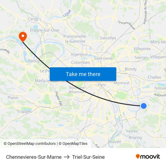 Chennevieres-Sur-Marne to Triel-Sur-Seine map