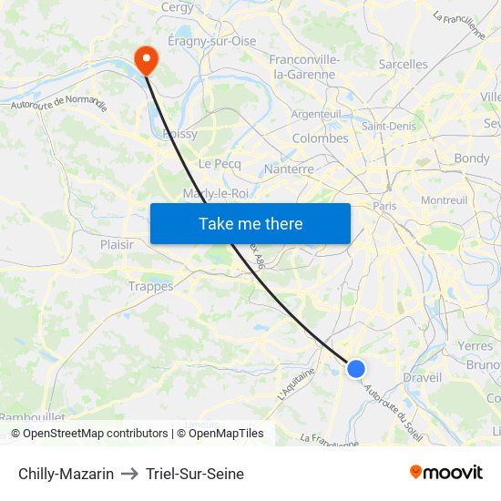 Chilly-Mazarin to Triel-Sur-Seine map