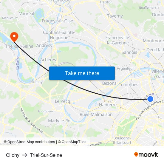 Clichy to Triel-Sur-Seine map