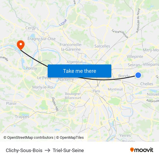 Clichy-Sous-Bois to Triel-Sur-Seine map