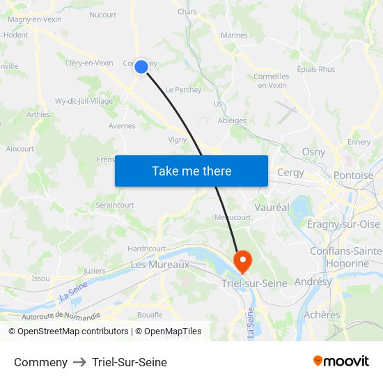 Commeny to Triel-Sur-Seine map