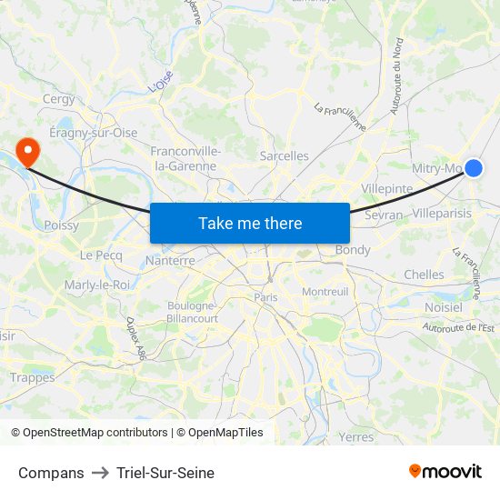 Compans to Triel-Sur-Seine map