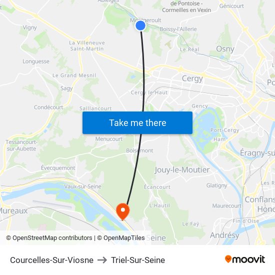 Courcelles-Sur-Viosne to Triel-Sur-Seine map
