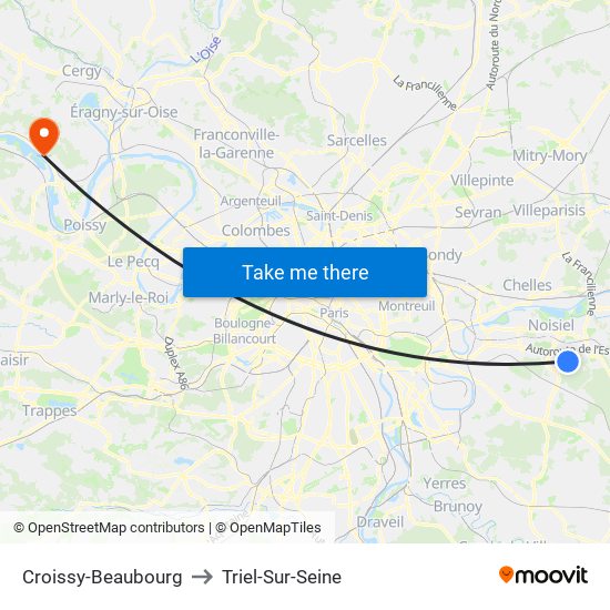 Croissy-Beaubourg to Triel-Sur-Seine map