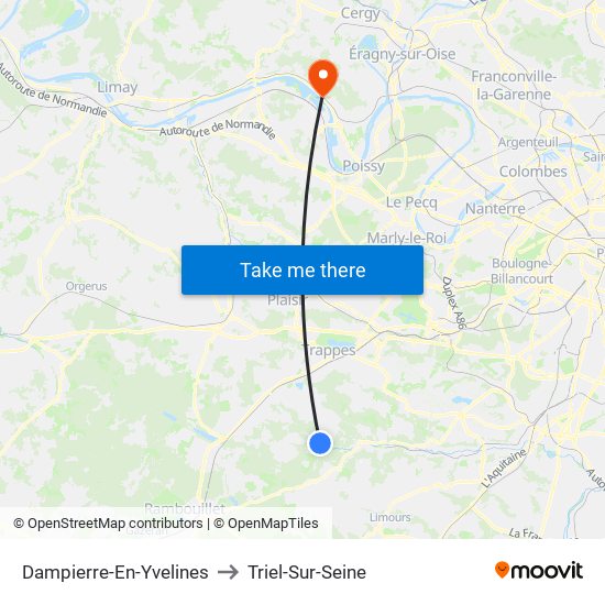 Dampierre-En-Yvelines to Triel-Sur-Seine map