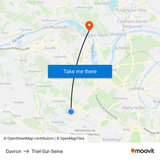 Davron to Triel-Sur-Seine map