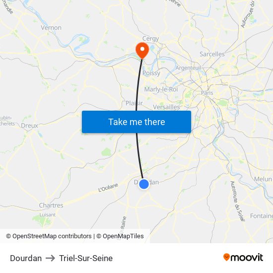 Dourdan to Triel-Sur-Seine map