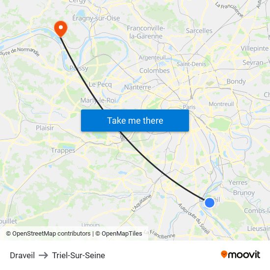 Draveil to Triel-Sur-Seine map