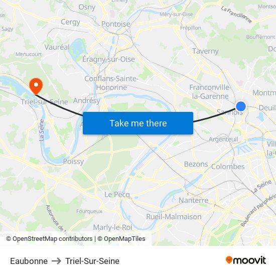 Eaubonne to Triel-Sur-Seine map