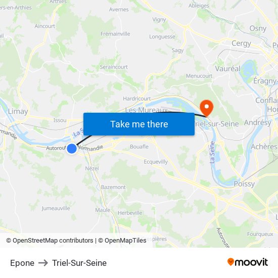 Epone to Triel-Sur-Seine map