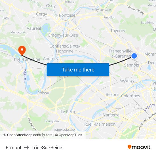 Ermont to Triel-Sur-Seine map