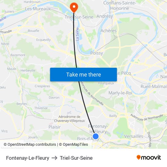 Fontenay-Le-Fleury to Triel-Sur-Seine map