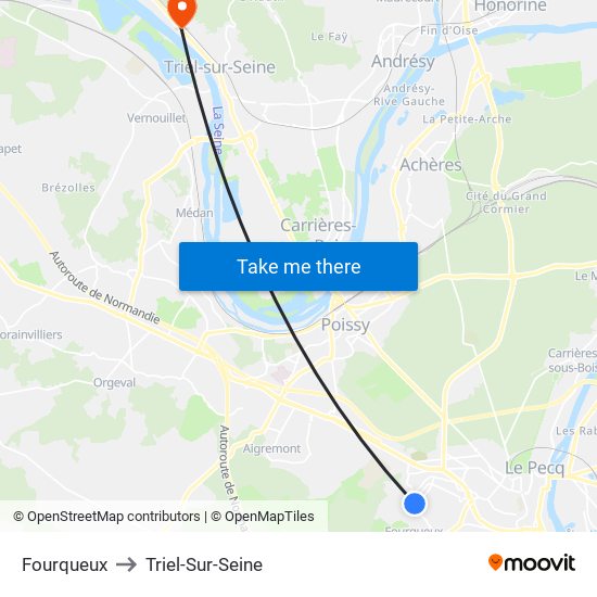 Fourqueux to Triel-Sur-Seine map