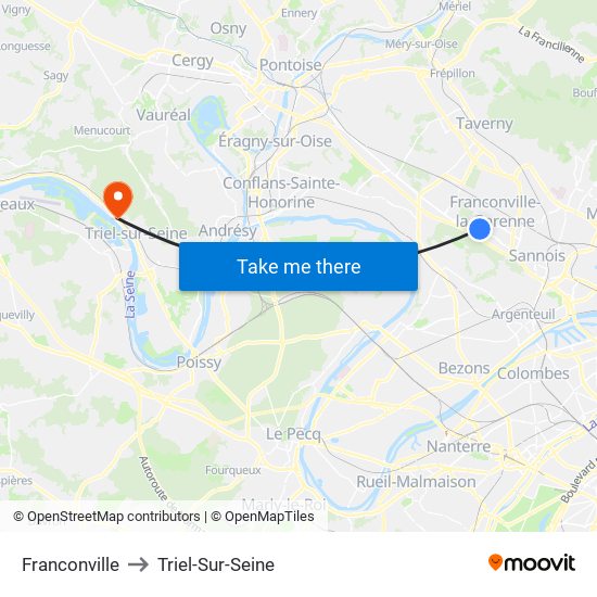 Franconville to Triel-Sur-Seine map