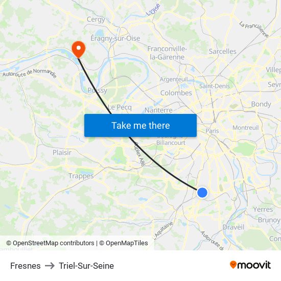 Fresnes to Triel-Sur-Seine map